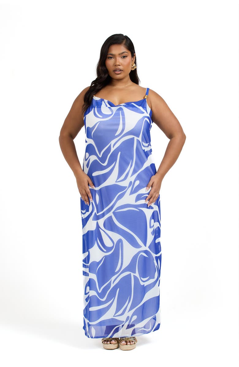FASHION-SZN CURVE Elegant Patterned Maxi Dress, Main, color, Blue