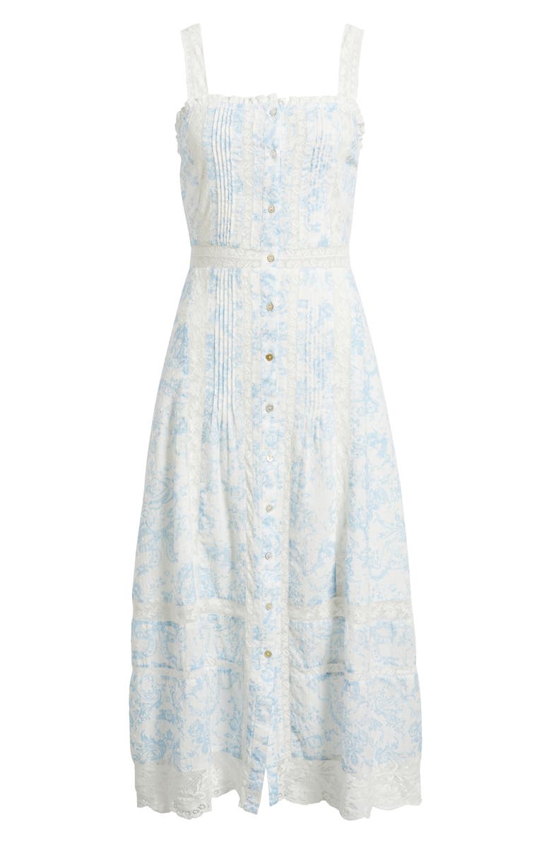 LoveShackFancy Judalon Lace A-Line Dress, Alternate, color, Blue Cove