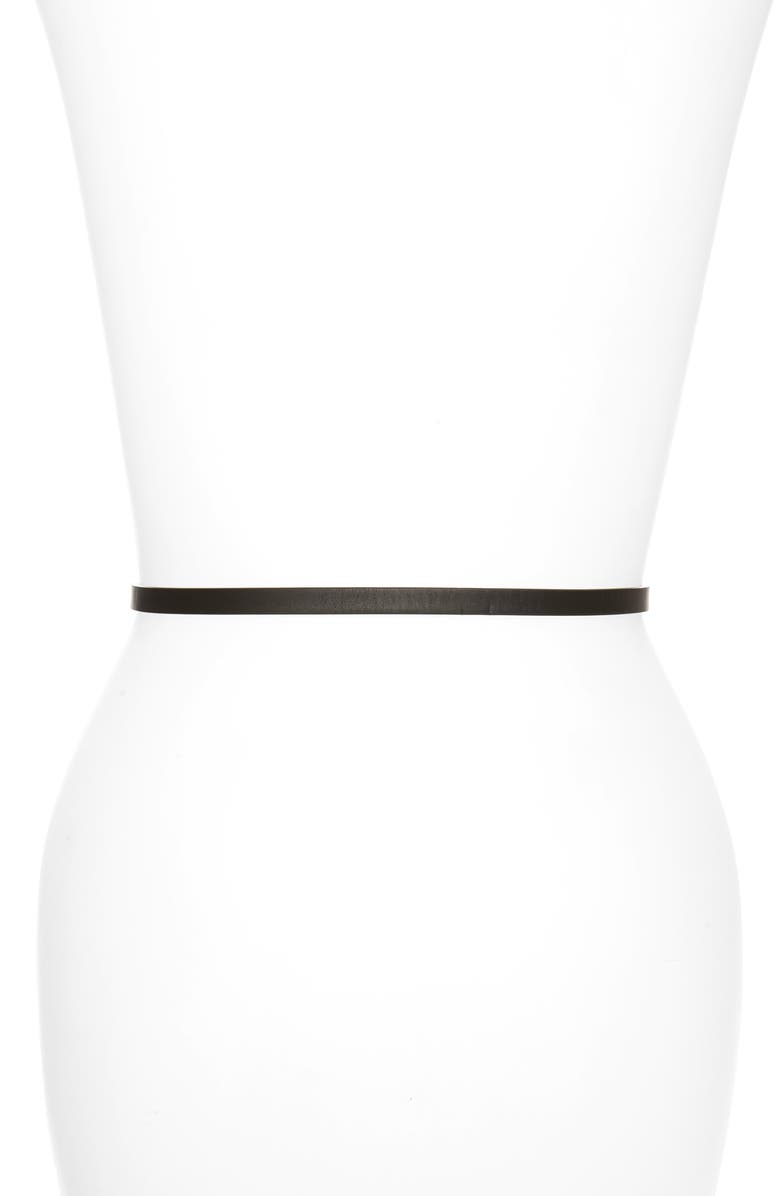 Bottega Veneta Triangle Buckle Skinny Leather Belt, Alternate, color,