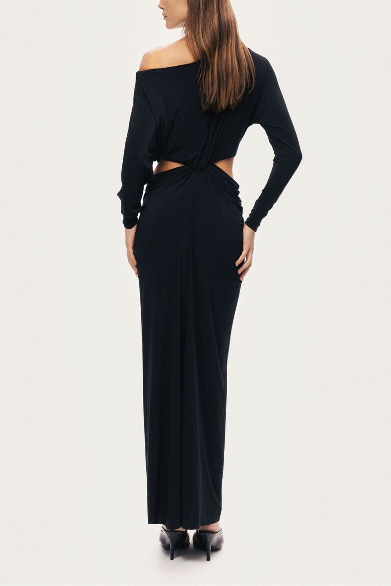 One-Shoulder Cut-Out Maxi Dress, Alternate, color, Black