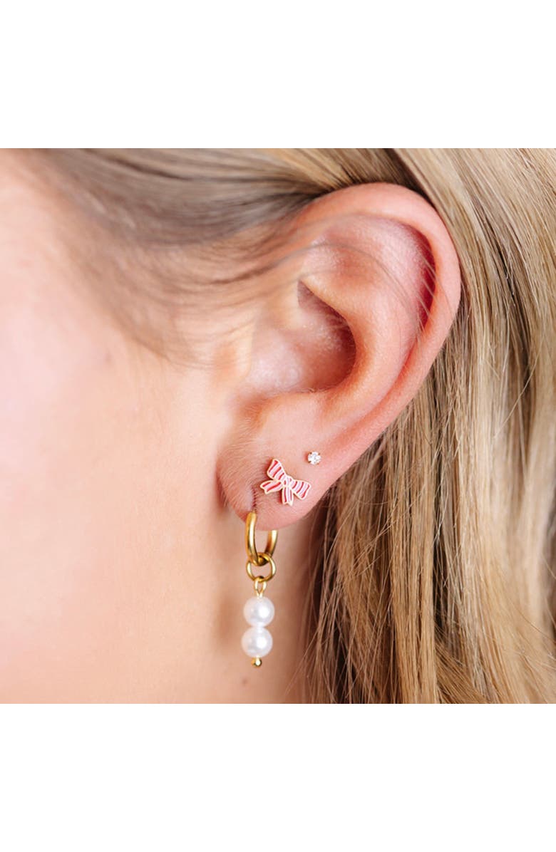 Pip Pop Striped Bow Stud Earrings, Alternate, color, Striped Red