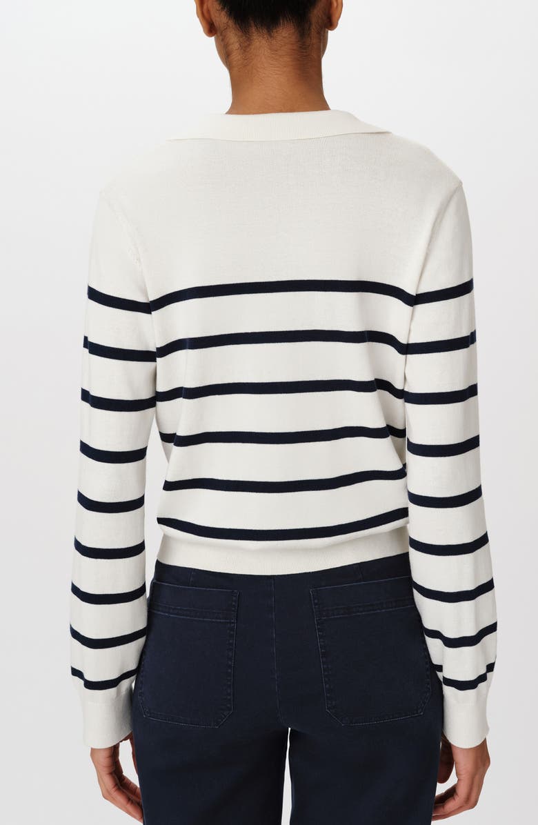 ATM Anthony Thomas Melillo Stripe Cotton & Silk Johnny Collar Sweater, Alternate, color,