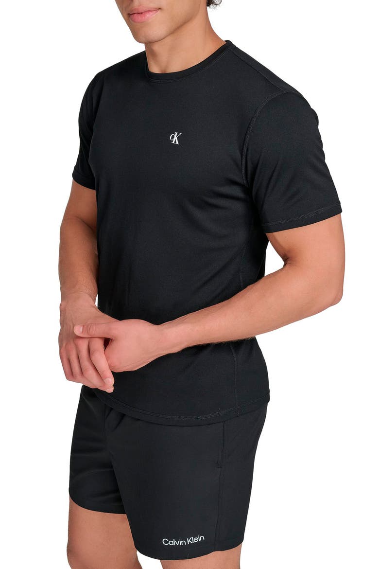 CK Monogram Short Sleeve Rashguard, Alternate, color, BLACK