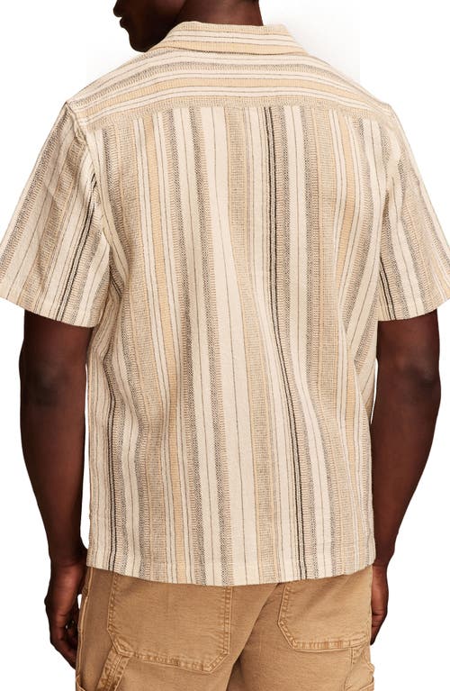 Lucky Brand Stripe Cotton Camp Shirt In Cream Multi