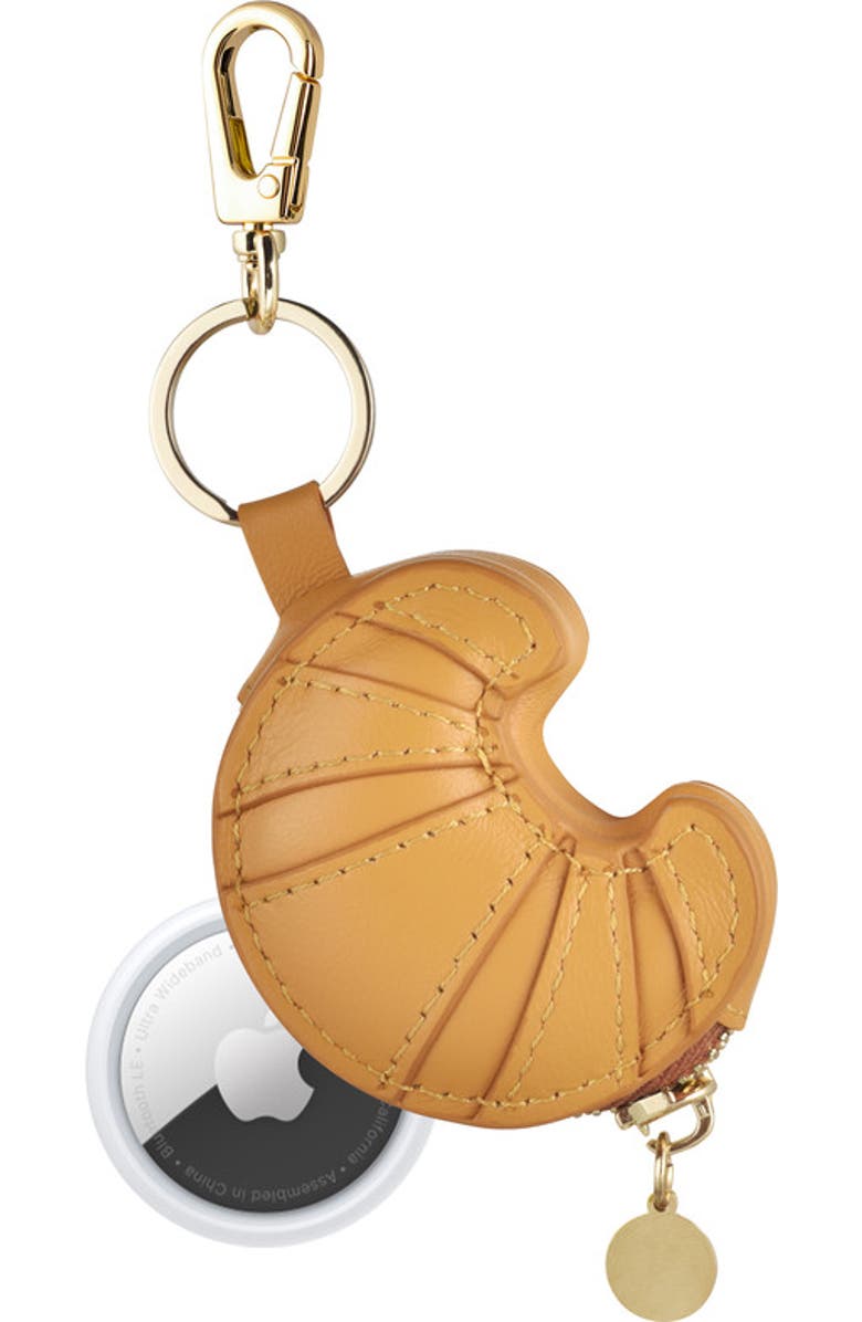 Posh Tech Croissant Bag Charm for Airtag<sup>®</sup>, Alternate, color, Brown