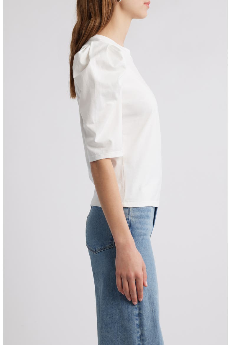 The Drape Puff Sleeve Organic Cotton Top, Alternate, color, WHITE
