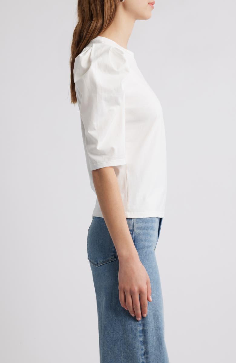 FRAME The Drape Puff Sleeve Organic Cotton Top, Alternate, color, White