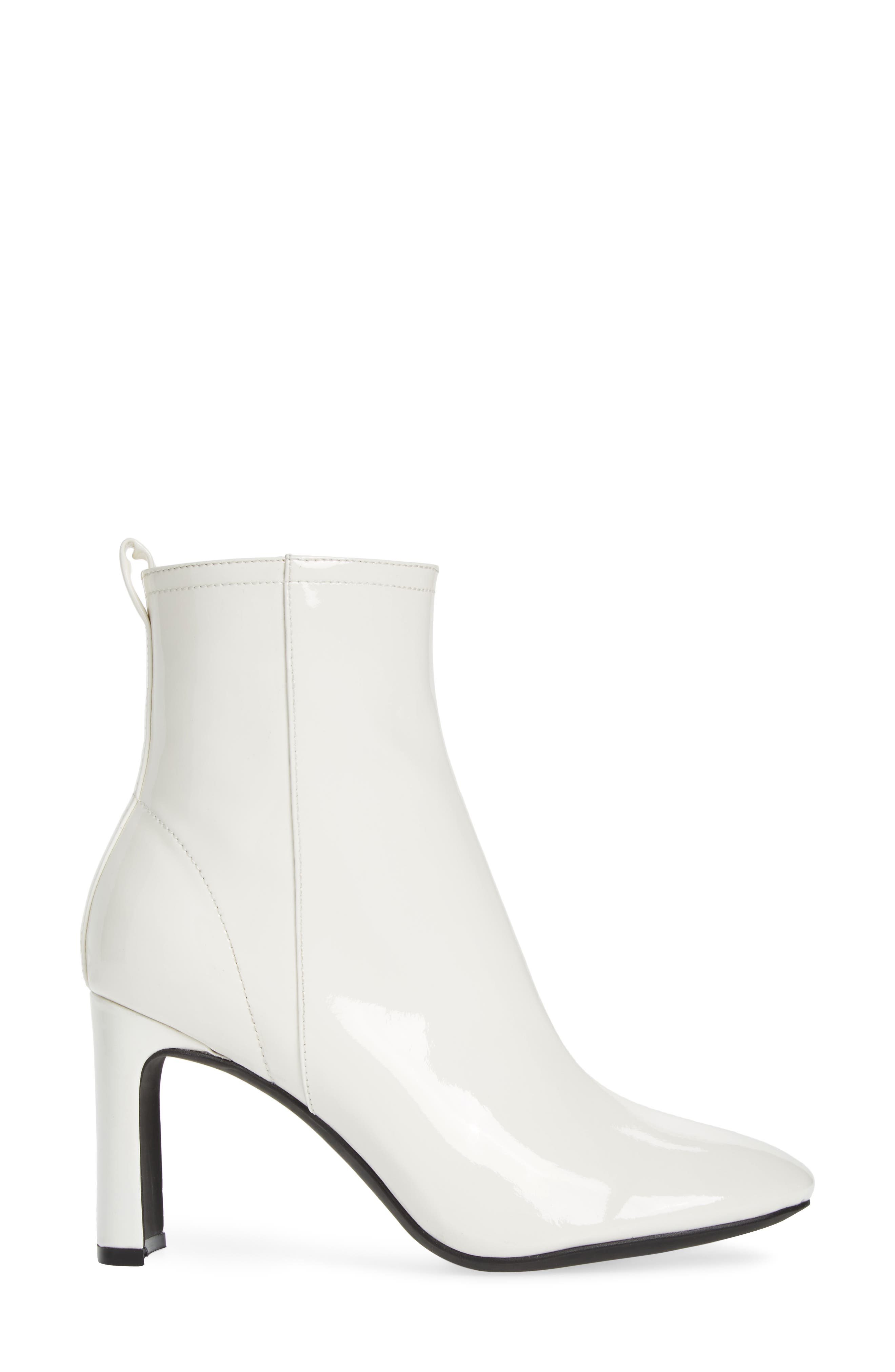 Chapel Curved Heel Bootie, Alternate, color, WHITE PATENT LEATHER