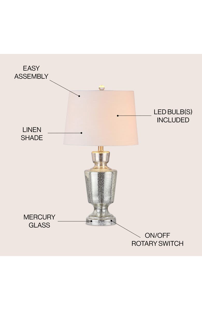 JONATHAN Y Olivia 26.5" Glass LED Table Lamp, Silver/Ivory, Alternate, color, Mercury Silver