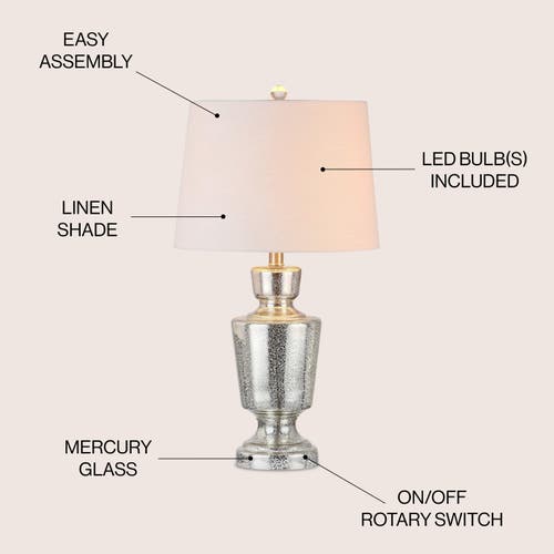 Jonathan Y Olivia 26.5" Glass Led Table Lamp In Mercury Silver