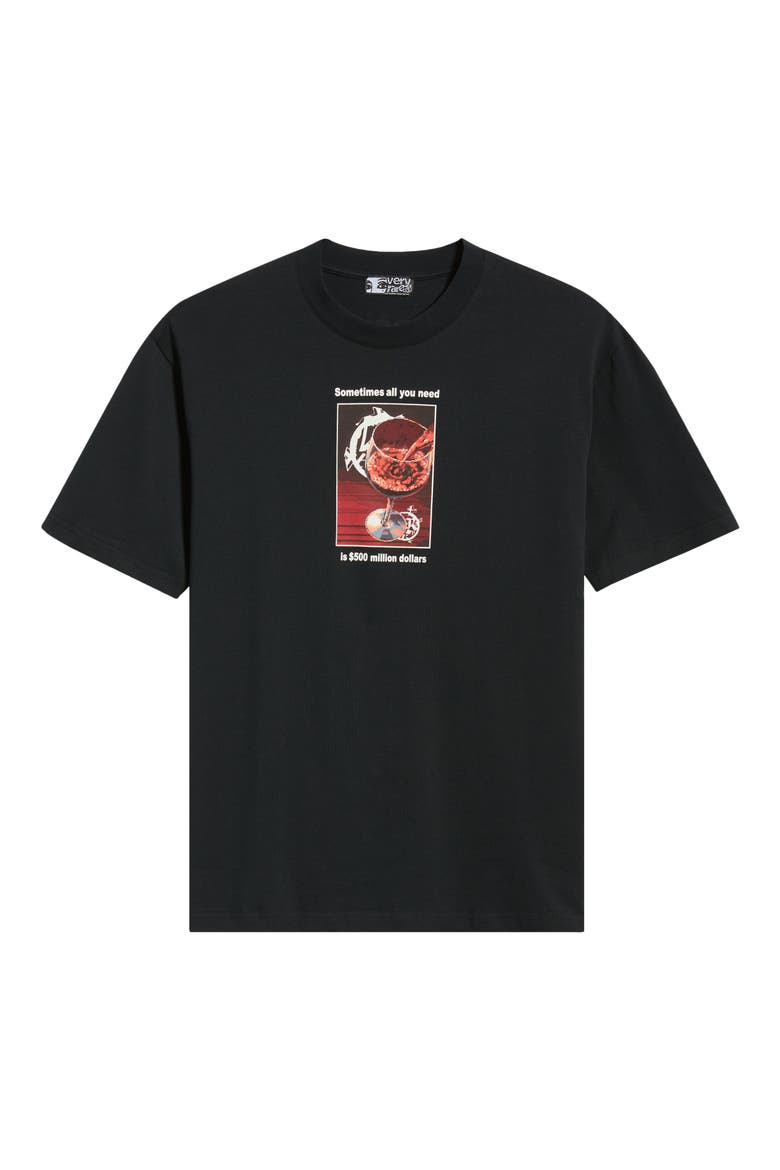 Red Wine Cotton Graphic T-Shirt, Main, color, BLACK