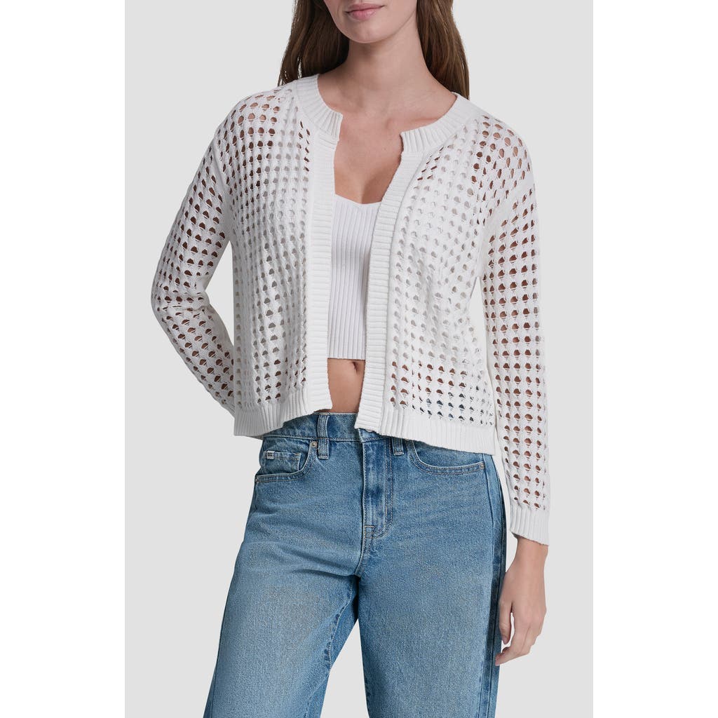 Dkny Jeans Open Stitch Cotton Cardigan In Ivory