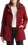 Gallery Cinched Waist Hooded Water Resistant Raincoat