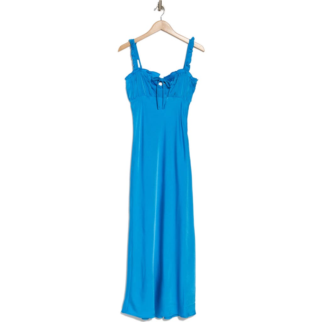 Wayf Gathered Empire Waist Slipdress In Blue