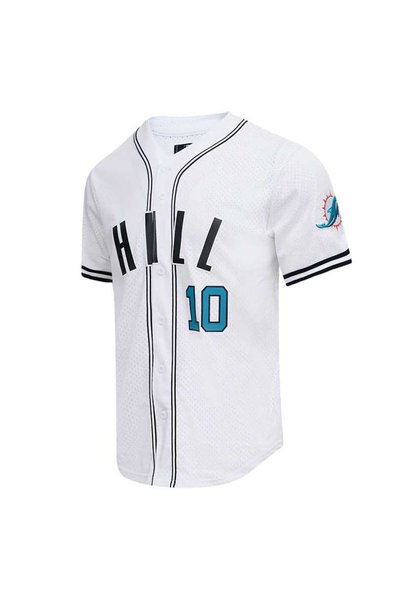PRO STANDARD Men's Pro Standard Tyreek Hill White Miami Dolphins Mesh Baseball Button-Up T-Shirt, Alternate, color, White