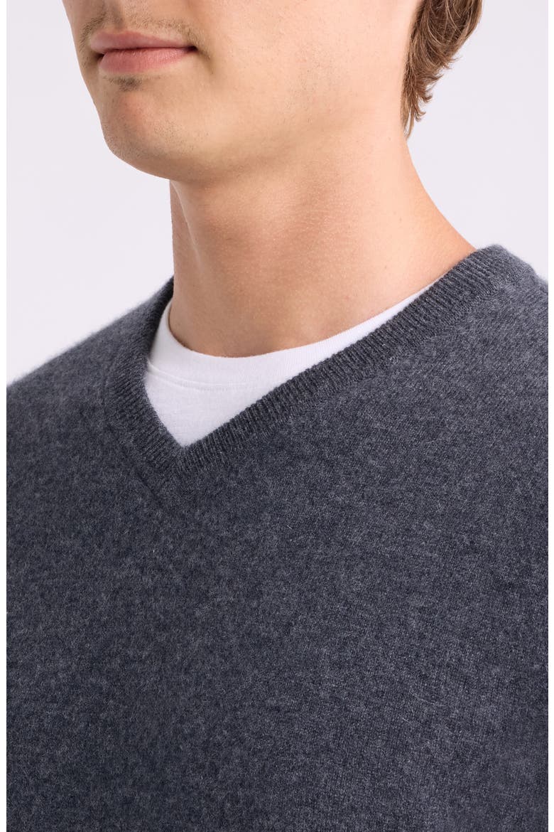 Cashmere V-Neck Sweater, Alternate, color, GREY DARK CHARCOAL HEATHER