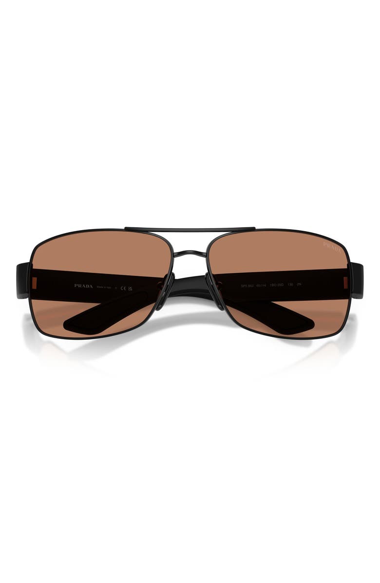 Prada Linea Rossa 65mm Shield Sunglasses, Alternate, color, Matte Black / Brown
