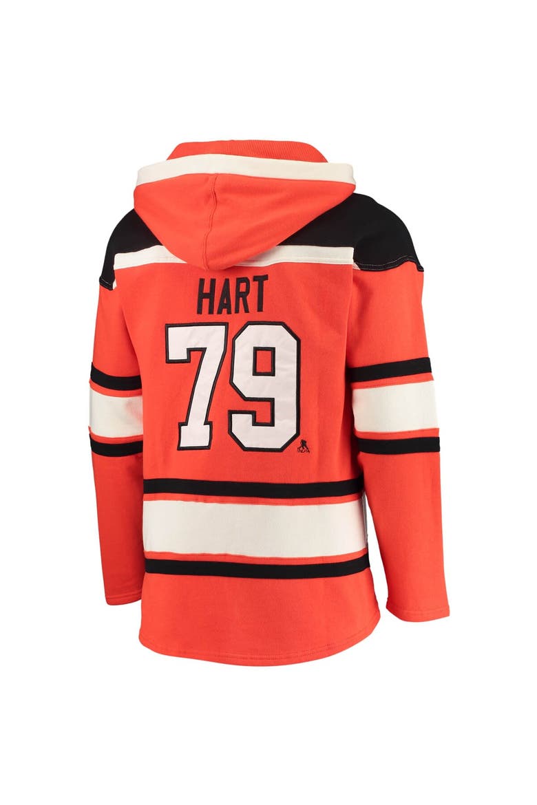 Men's '47 Carter Hart Orange Philadelphia Flyers Player Name & Number Lacer Pullover Hoodie, Alternate, color, Orange