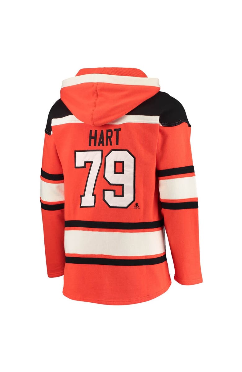 '47 Men's '47 Carter Hart Orange Philadelphia Flyers Player Name & Number Lacer Pullover Hoodie, Alternate, color,