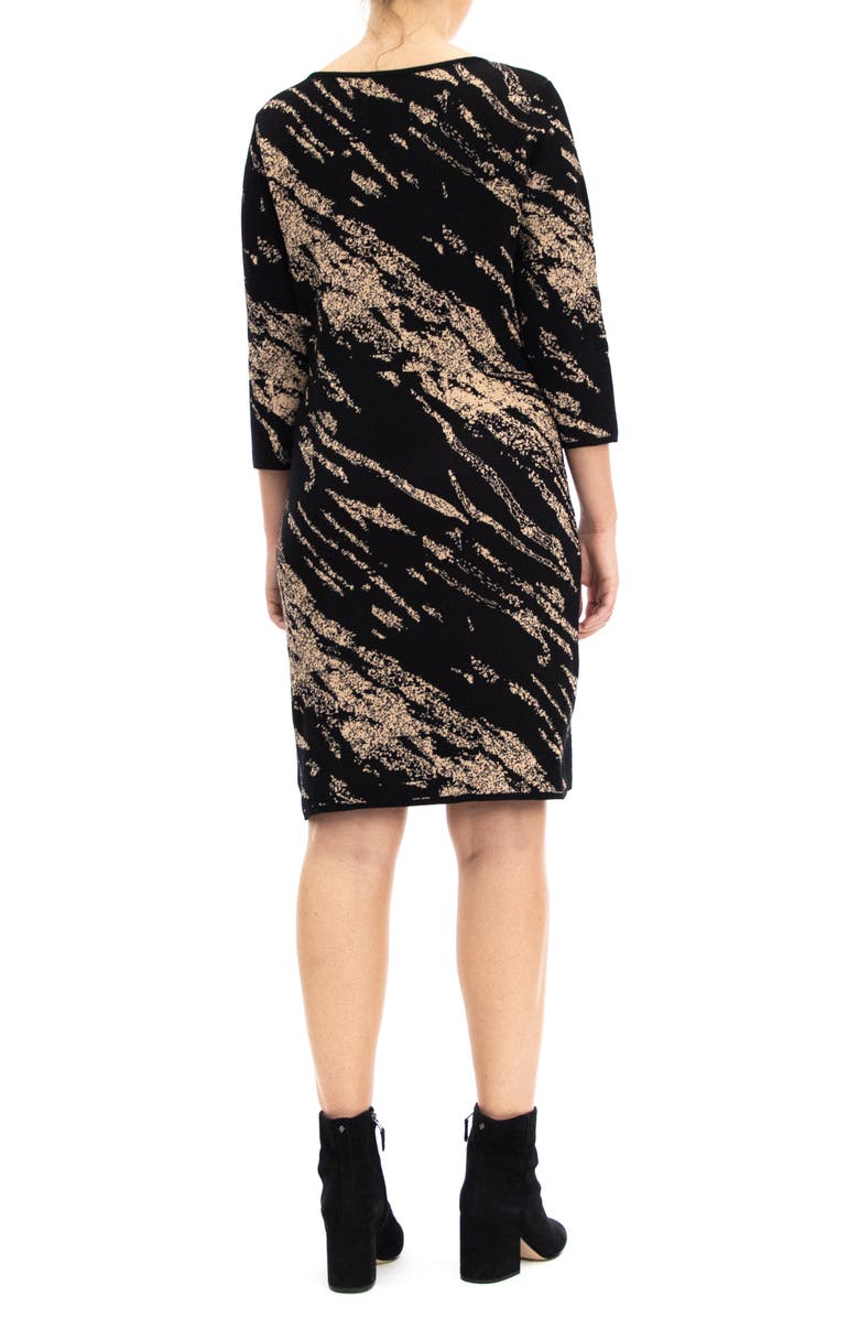Nina Leonard Marbled Scoop Neck Dress, Alternate, color, Black/Bronze