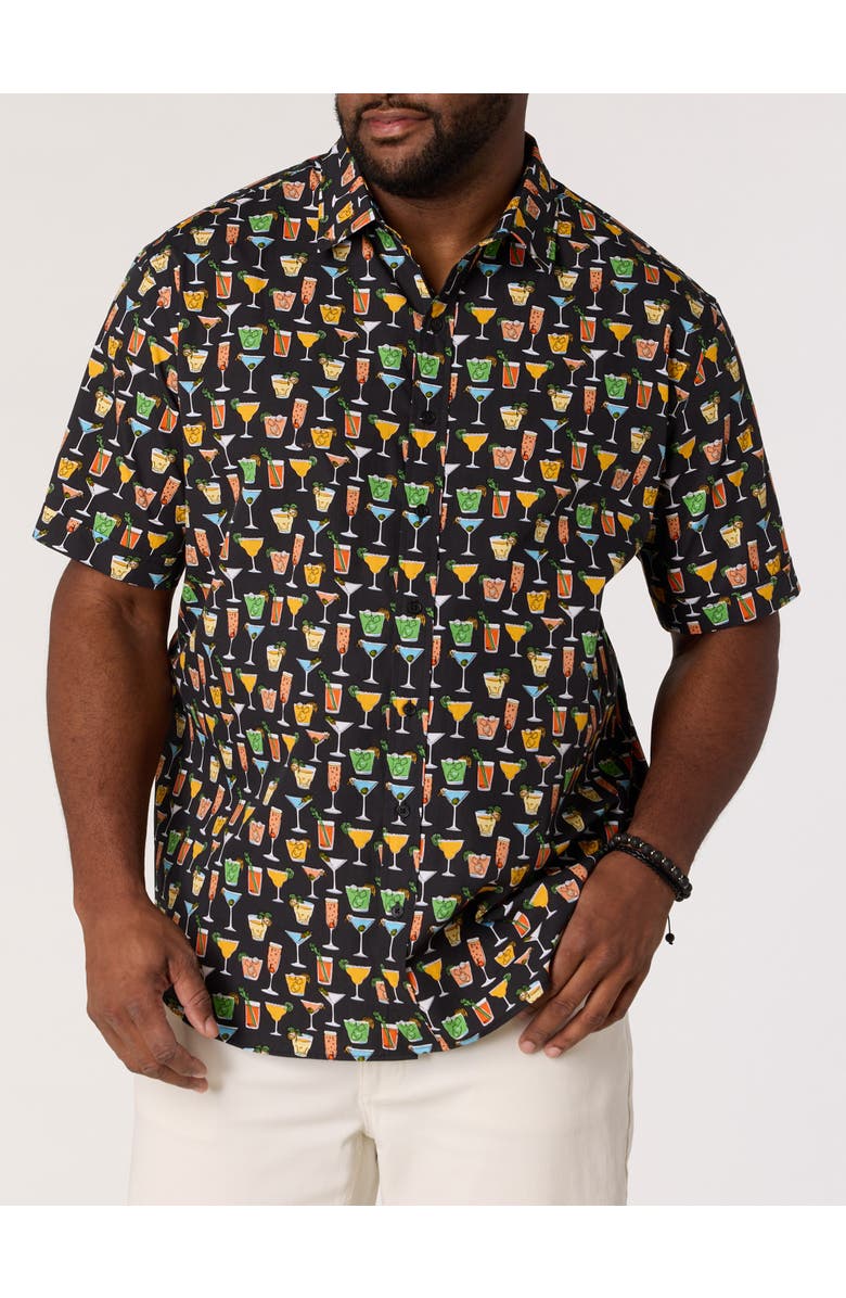 Synrgy by DXL Big & Tall Multi Drink Patterned Sport Shirt, Main, color, Black