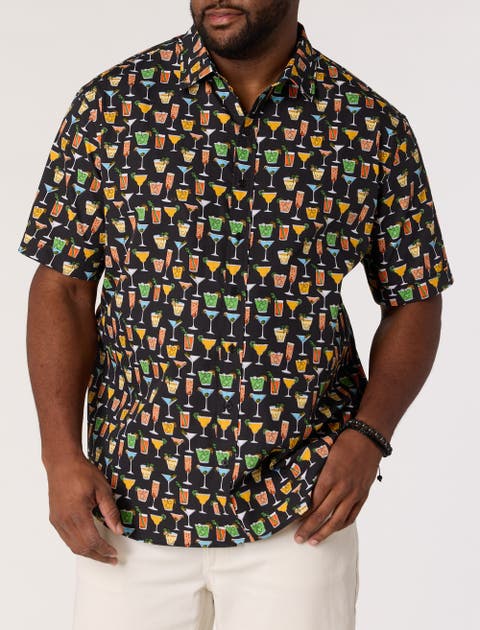 Big & Tall Multi Drink Patterned Sport Shirt