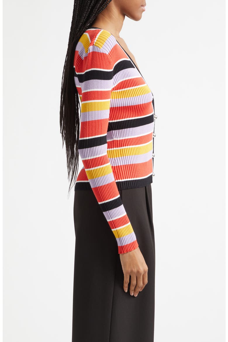 Greta Stripe Ribbed Button Front Cardigan, Alternate, color, TUSCAN STRIPE
