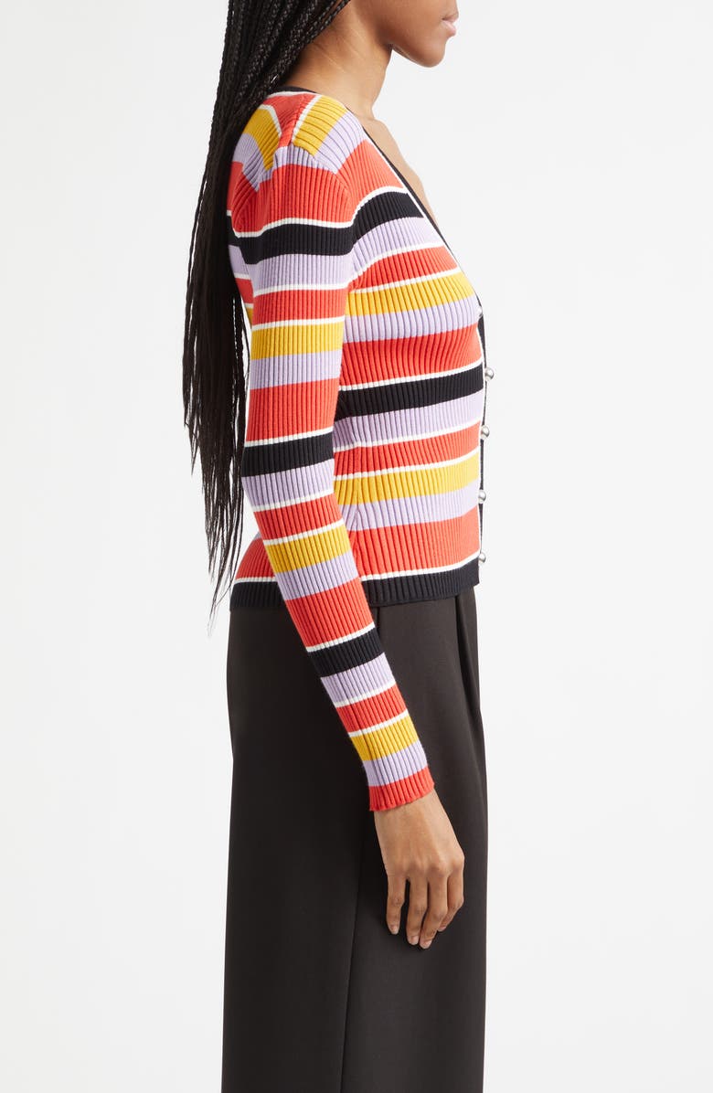 Toccin Greta Stripe Ribbed Button Front Cardigan, Alternate, color, 