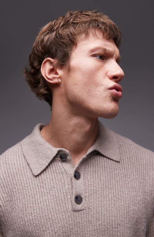 TOPMAN TOPMAN COMPACT KNIT POLO SWEATER