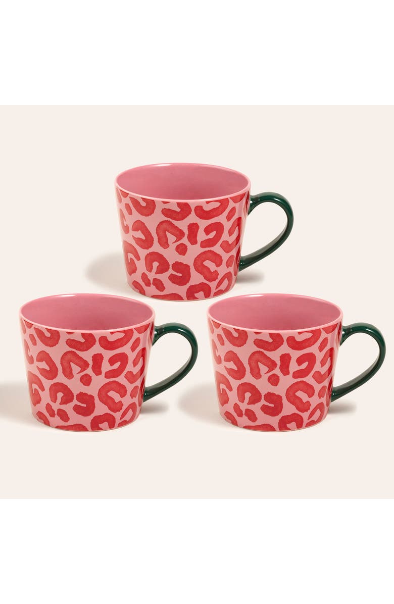 Zsa Zsa Zsu Luohu Porcelain Animal Print Mug 12 Oz. Set Of 3, Main, color, Pink