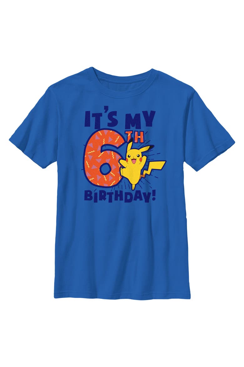 Boys' It’s My 6th Birthday Pikachu Graphic Short Sleeve T-shirt, Main, color, Royal Blue
