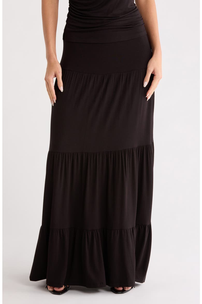 Tiered Jersey Maxi Skirt, Main, color, BLACK