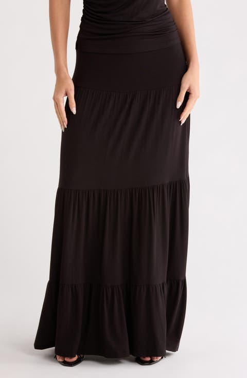 Tiered Jersey Maxi Skirt