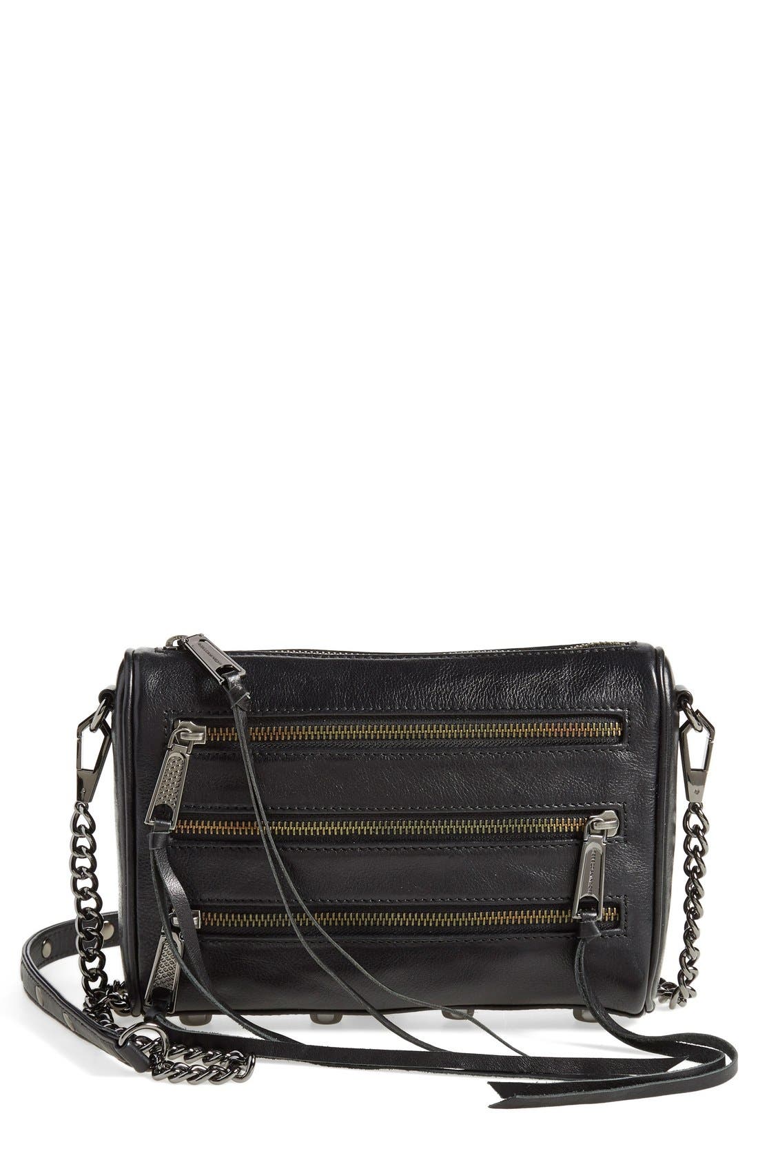 'Mini 5 Zip' Convertible Crossbody Bag, Main, color, BLACK