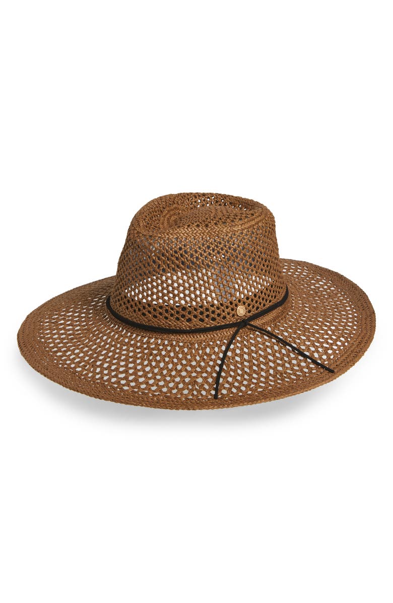 Cole Haan Open Weave Straw Hat, Main, color, Chocolate