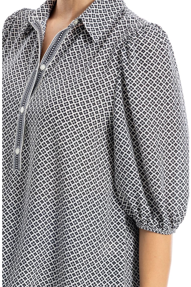 Elbow Sleeve Top, Alternate, color, BLACK DAISY DIAMOND/ IVORY