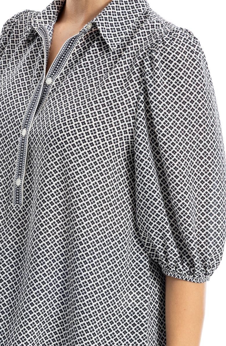 MAX STUDIO Elbow Sleeve Top, Alternate, color, Black Daisy Diamond/ Ivory