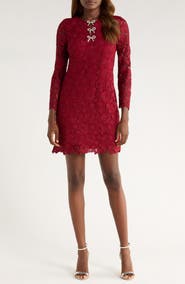 CeCe Bow Trim Lace Sheath Dress