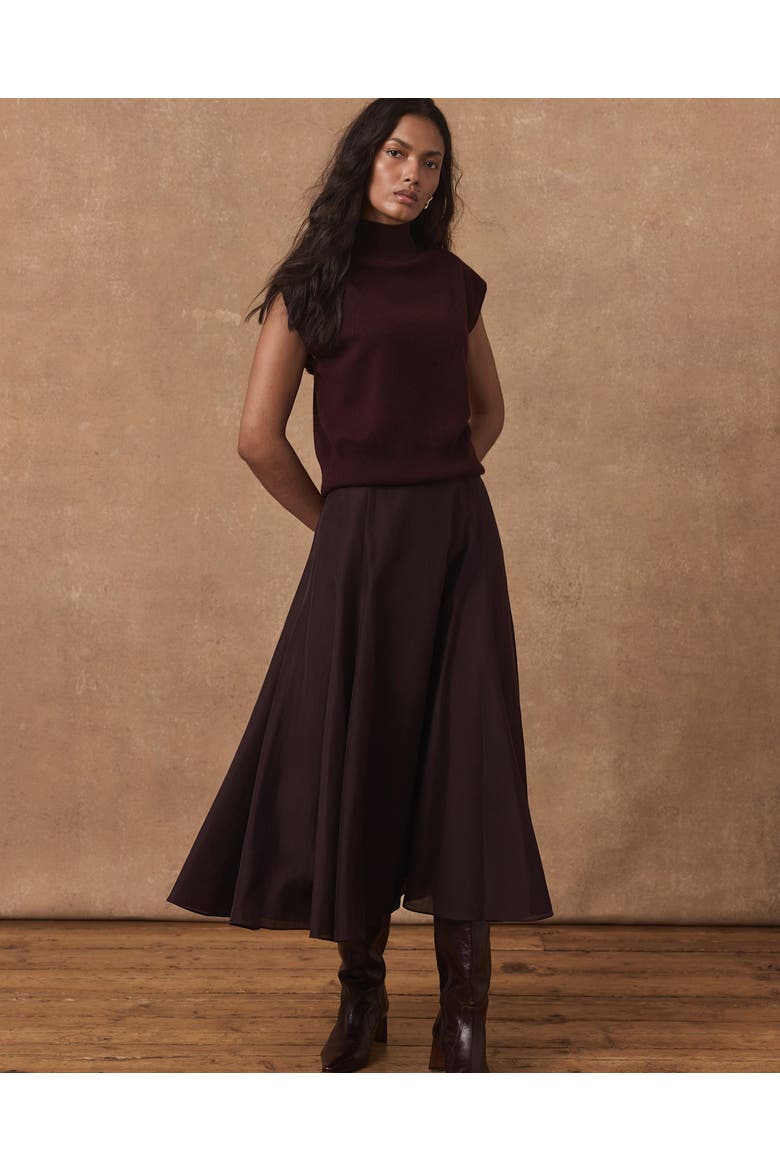 Full Midi Skirt, Alternate, color, Burgundy