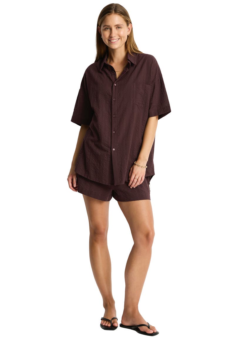Cotton Cover-Up Shirt, Alternate, color, CHOCOLATE