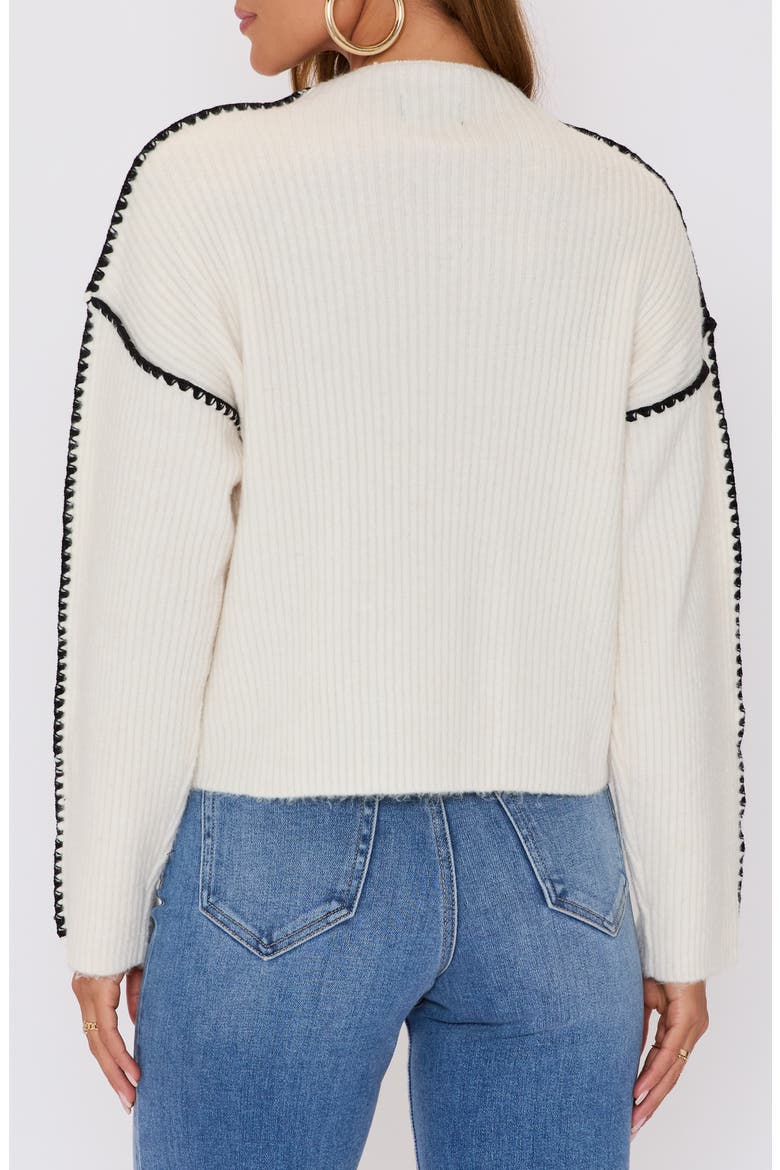 Terra Contrast Stitch Sweater, Alternate, color, CREAM BLACK