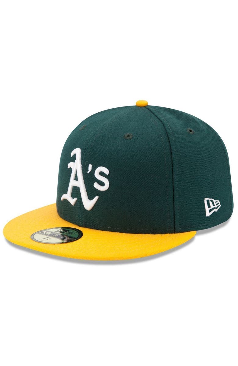 New Era Men's New Era Green/Yellow Oakland Athletics Home Authentic Collection On-Field 59FIFTY Fitted Hat, Main, color, Green