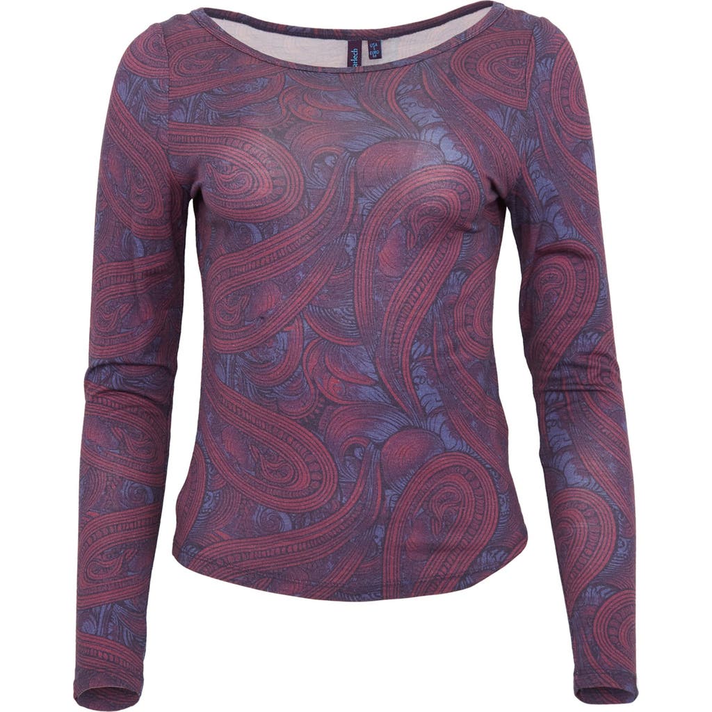 Lords Of Harlech Carly Merino Long Sleeve Boatneck Shirt In Purple
