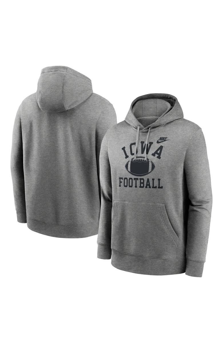 Nike Men's Nike Heather Gray Iowa Hawkeyes Legacy Football Icon Club Fleece Pullover Hoodie, Main, color, Heather Gray