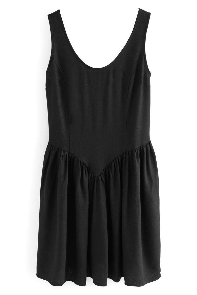 Linen Blend Sleeveless Fit & Flare Minidress, Alternate, color, BLACK