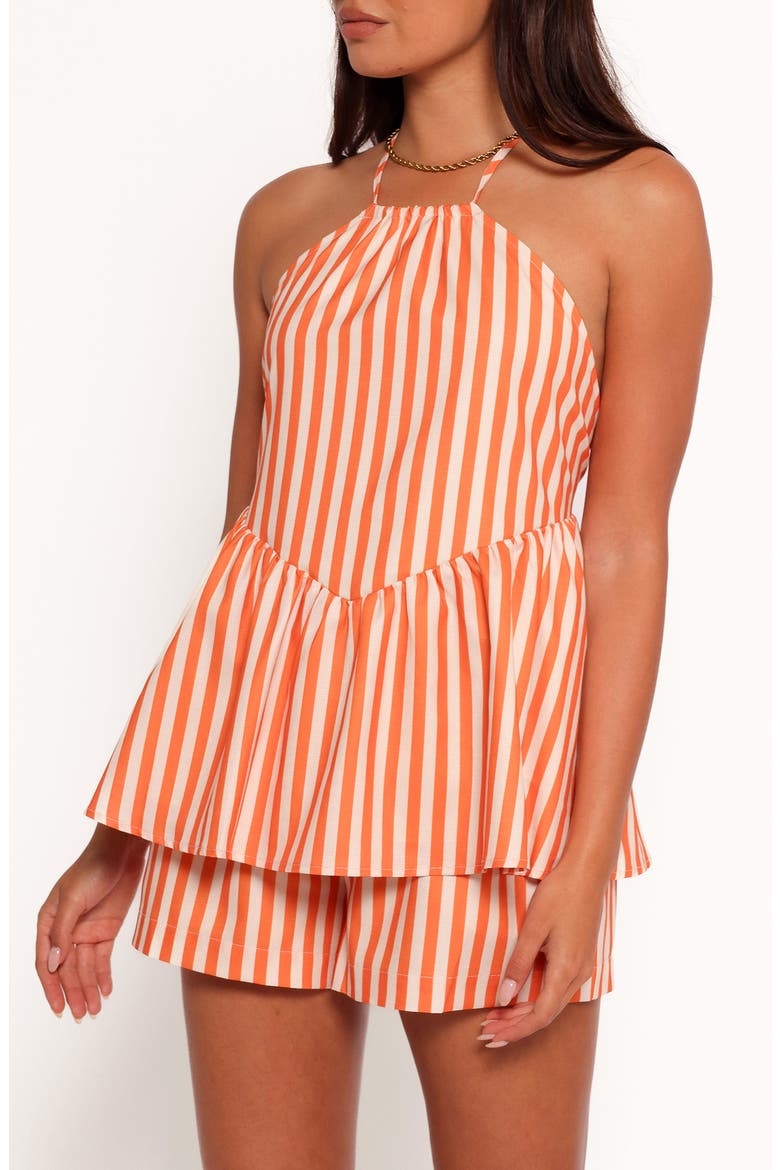 Valencia Stripe Cotton Halter Neck Top, Main, color, ORANGE PINK STRIPE