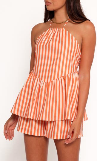 Valencia Stripe Cotton Halter Neck Top