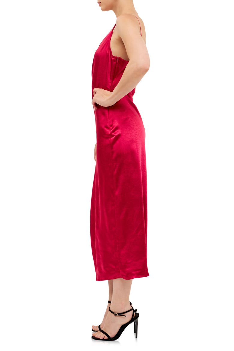 Surplice Satin Slipdress, Alternate, color, ROUGE