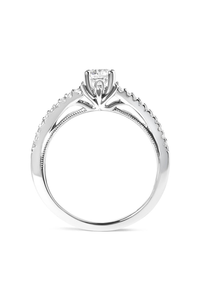 14K White Gold 5/8 Cttw Diamond Split Shank Engagement Ring, Alternate, color, White