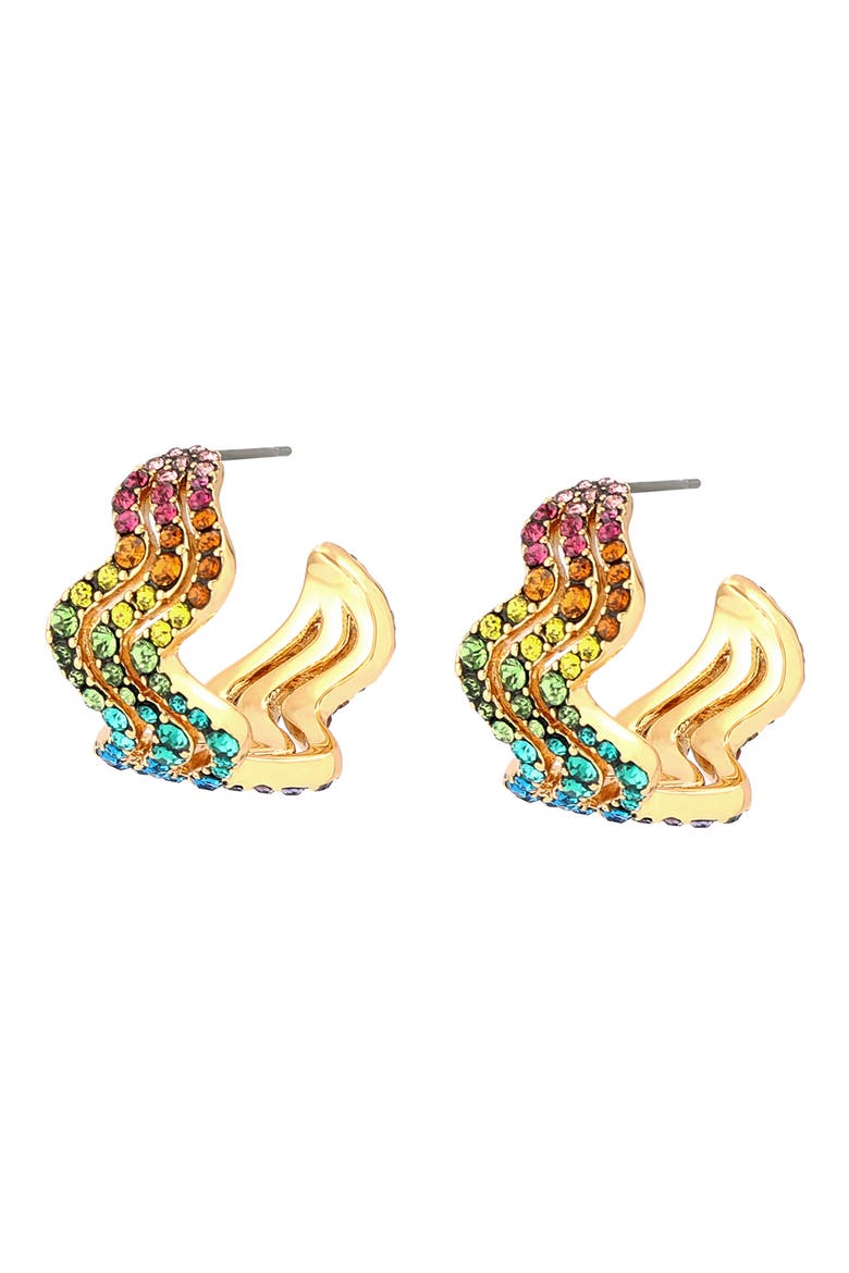 Rainbow Wave Small Hoop Earrings, Alternate, color, MULTI